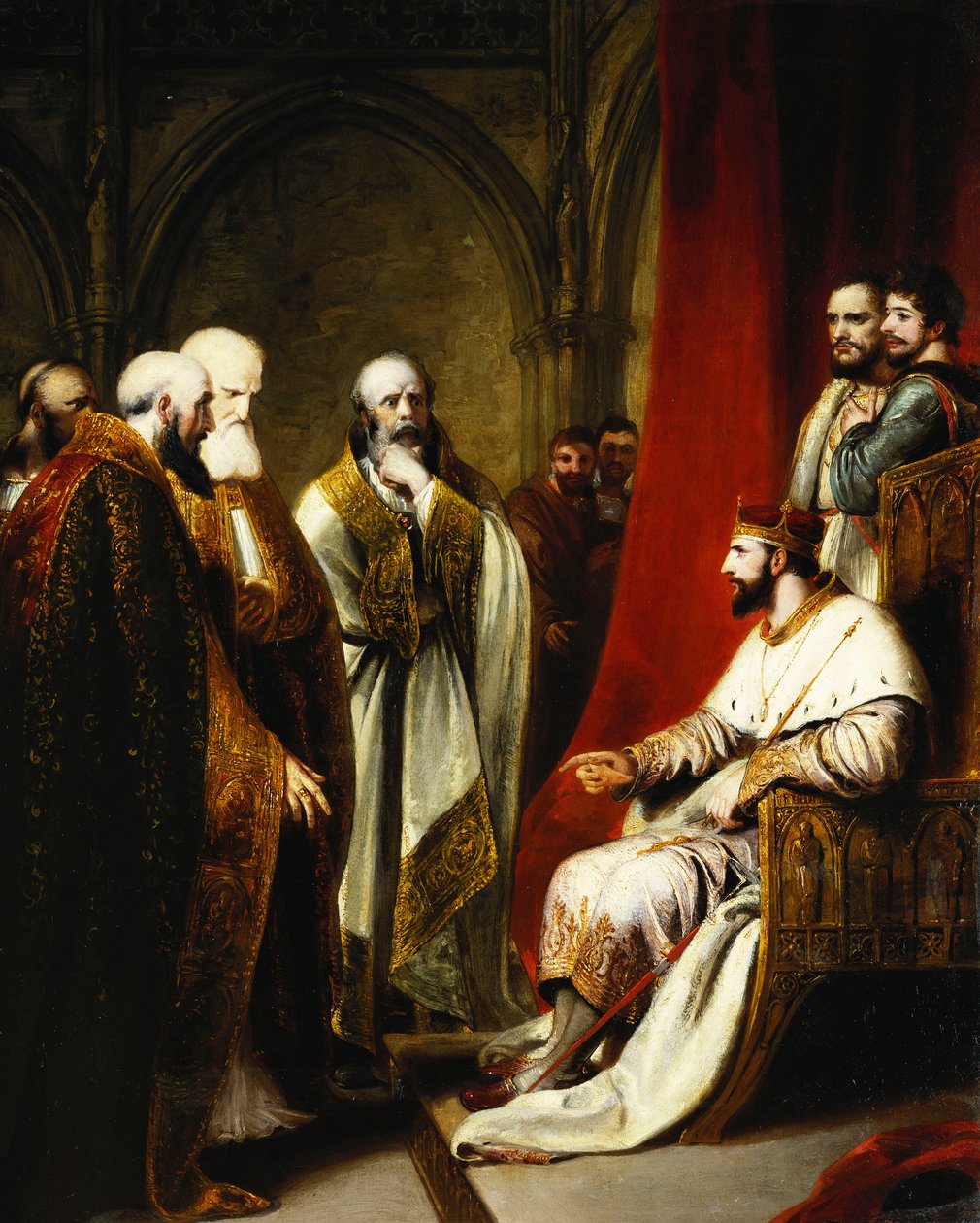 Henryk III Odpowiadając arcybiskupowi Canterbury i biskupom Salisbury, Winchester i Carlisle, którzy domagali się reformacji w państwie, autorstwa Richard Westall