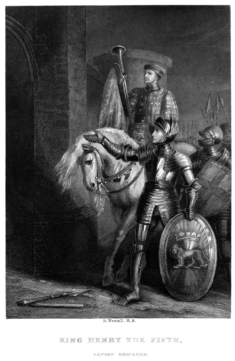 Król Henryk V 1387-14220, przed Harfleur, XIX wiek. autorstwa Richard Westall