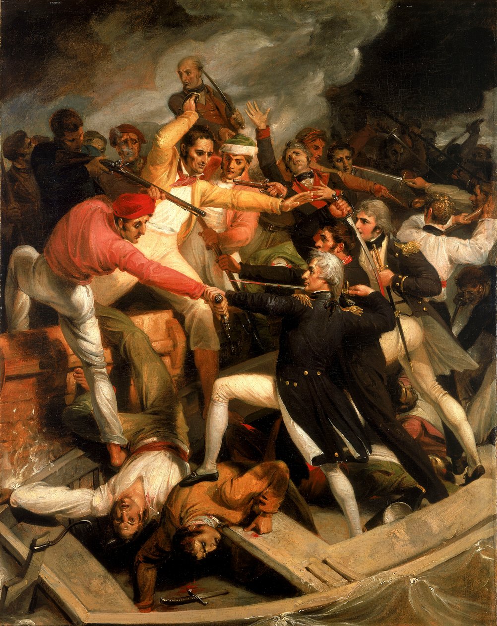 Nelson w konflikcie z hiszpańskim okrętem, lipiec 1797 r. autorstwa Richard Westall