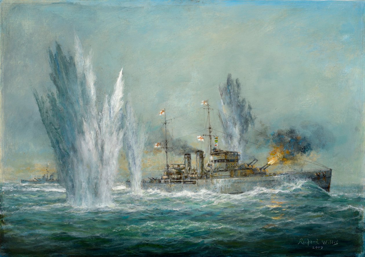 HMS Exeter biorący udział w Graf Spee w bitwie nad rzeką Plate, 2009 autorstwa Richard Willis