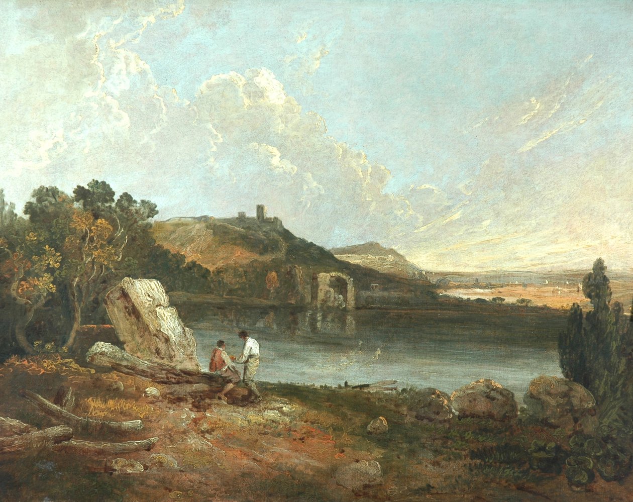 Scena włoskiego jeziora (olej na płótnie) autorstwa Richard Wilson