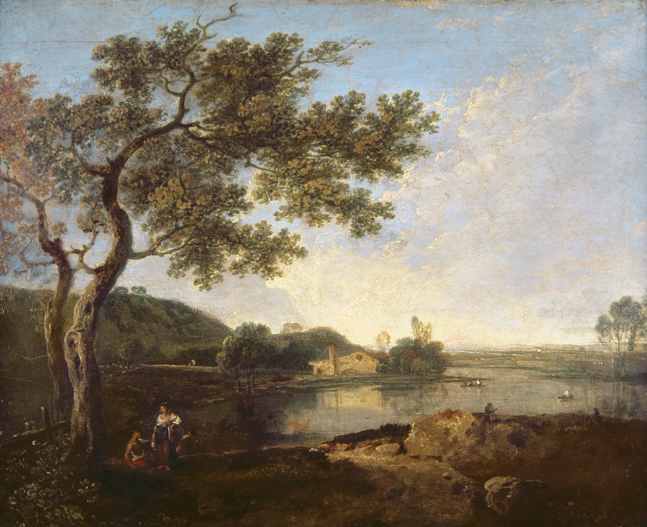 Włoska scena rzeczna z postaciami autorstwa Richard Wilson