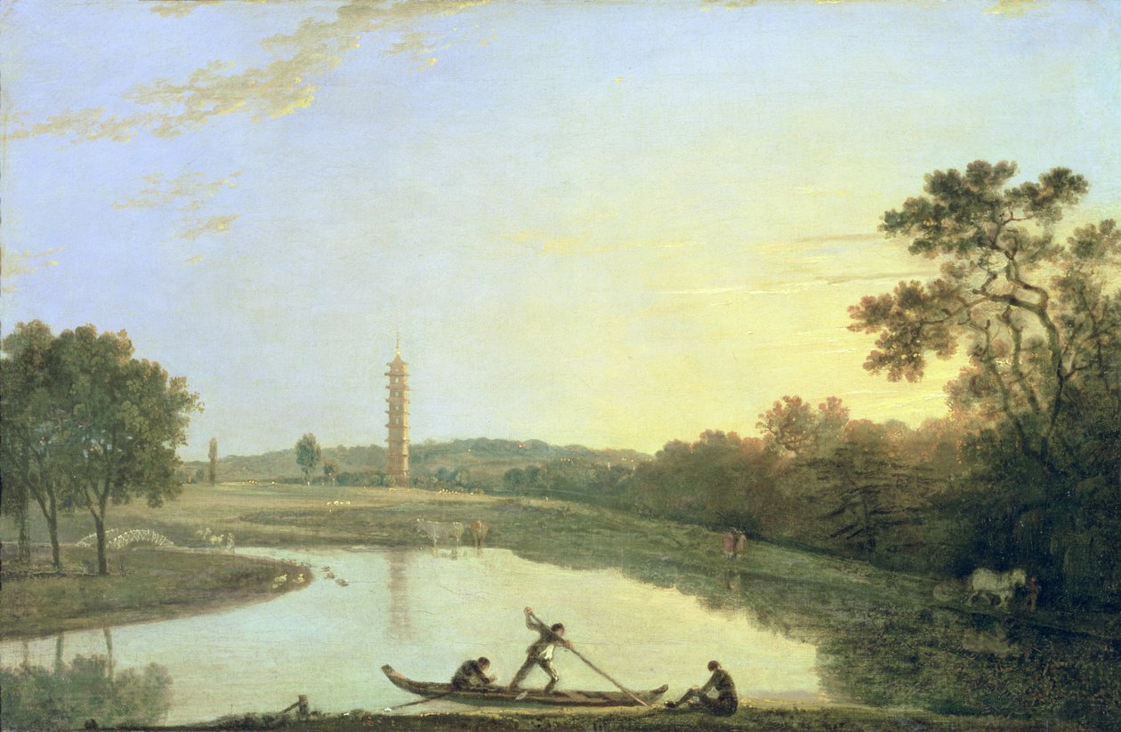 Ogrody Kew: pagoda i most autorstwa Richard Wilson