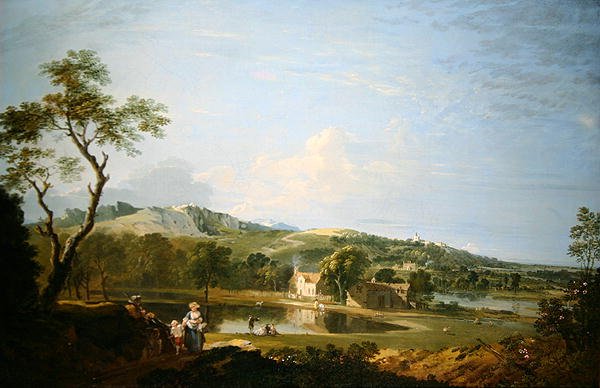 Pejzaż z domkami (olej na płótnie) autorstwa Richard Wilson