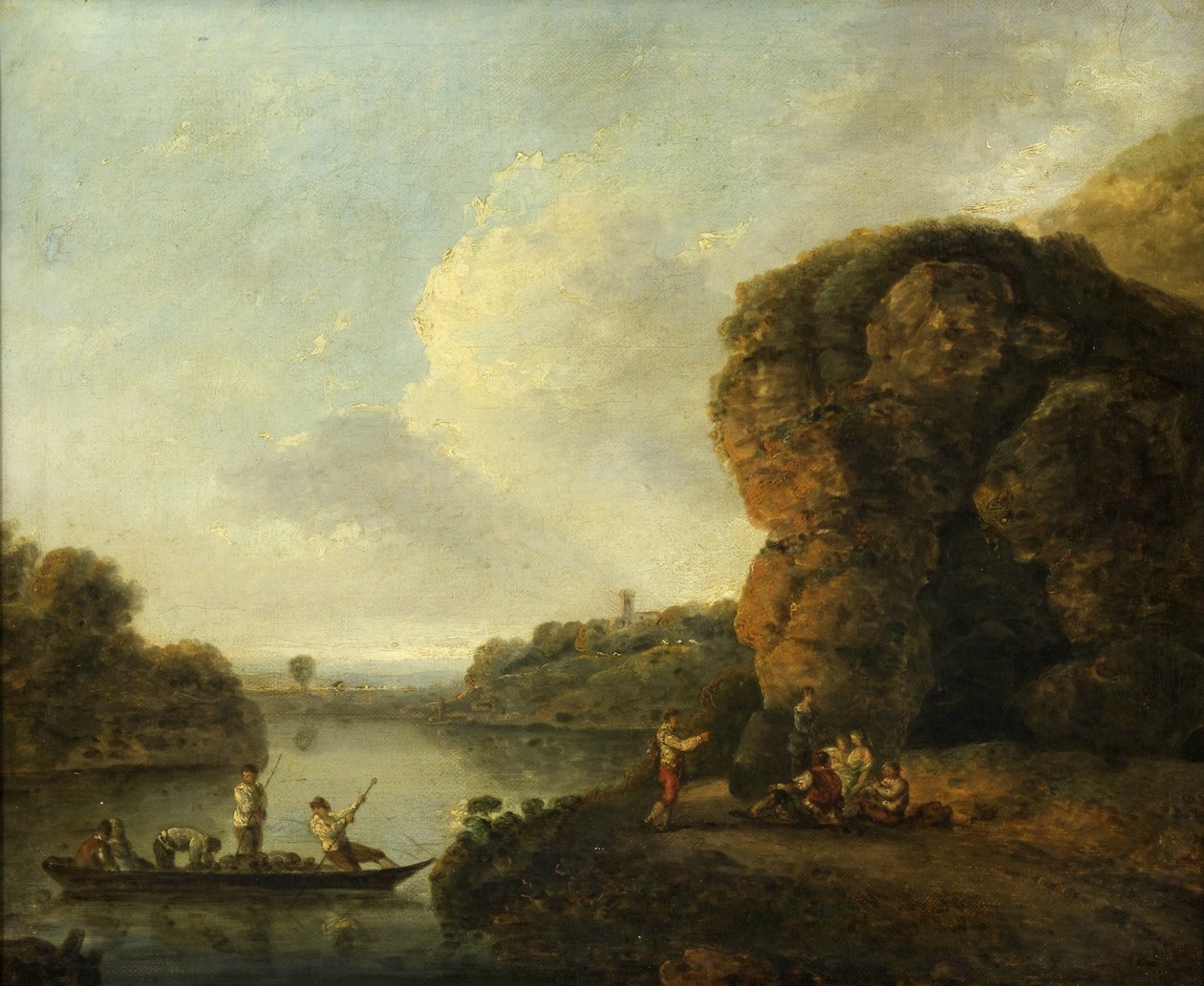 Nad brzegiem rzeki (olej na płótnie) autorstwa Richard Wilson
