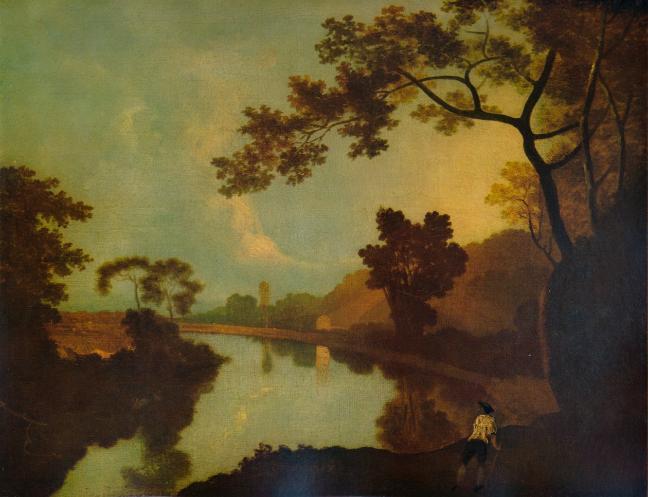 Scena rzeczna, z figurą na brzegu, c1779, 1938 autorstwa Richard Wilson
