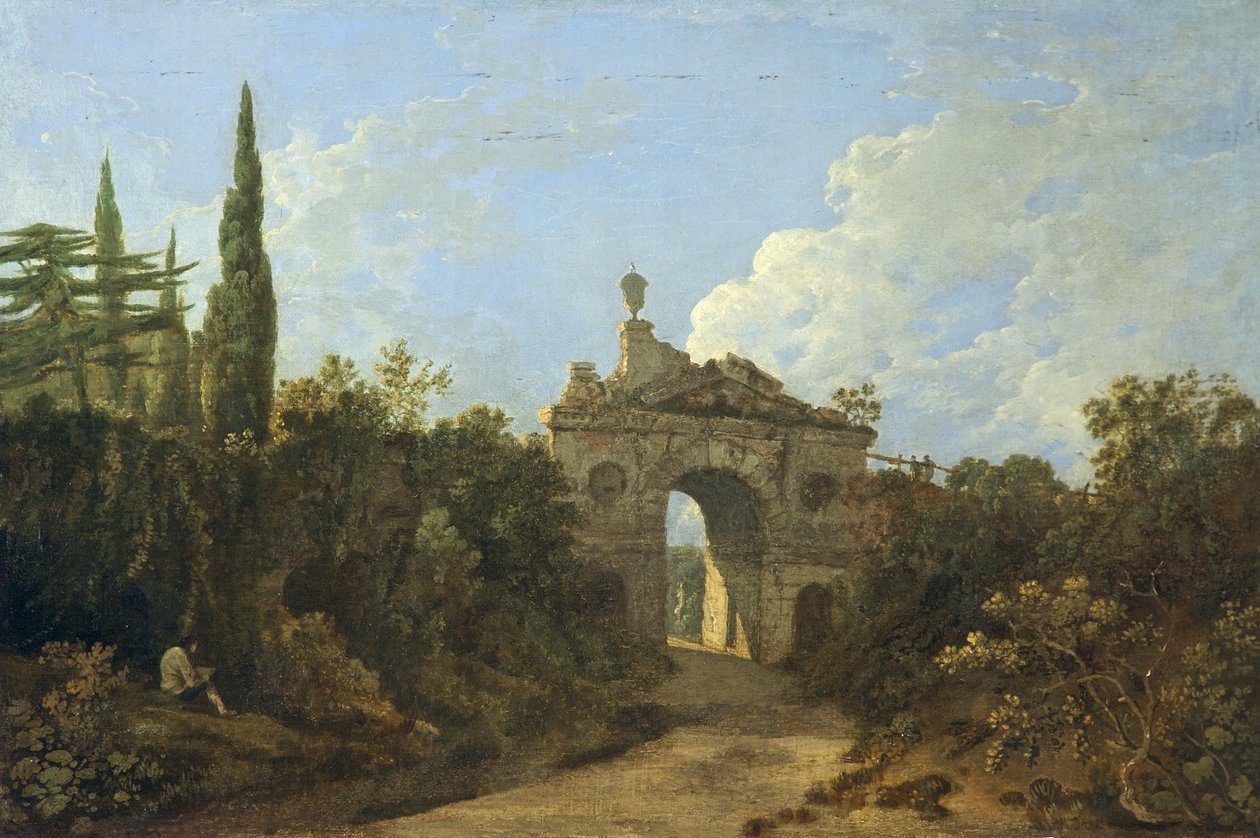 Ruined Arch w Kew Gardens, Surrey (olej na płótnie) autorstwa Richard Wilson