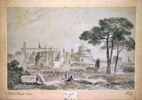 Świątynia Bachusa (ołówek i umyć na papierze) autorstwa Richard Wilson