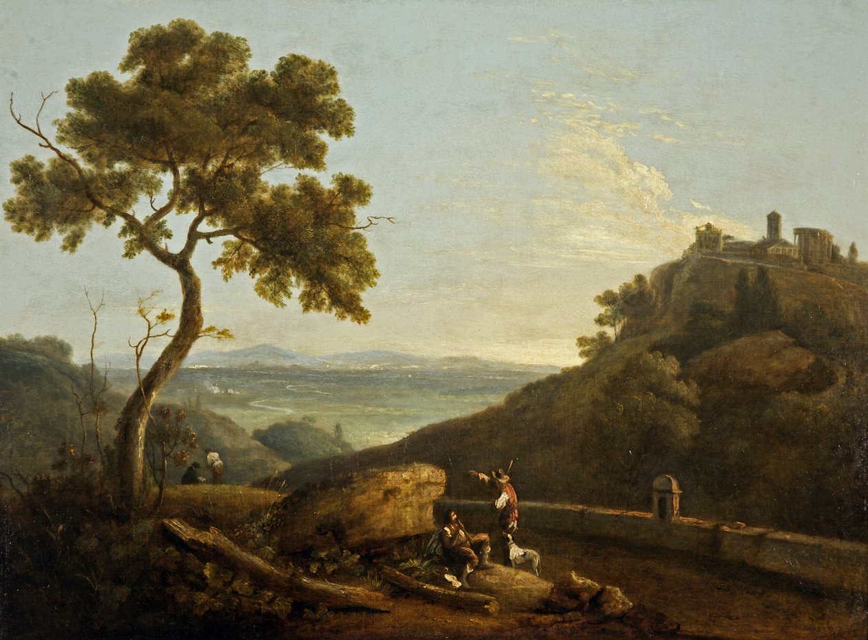 Świątynia Sybilli i Kampanii, Tivoli, Włochy (olej na płótnie) autorstwa Richard Wilson
