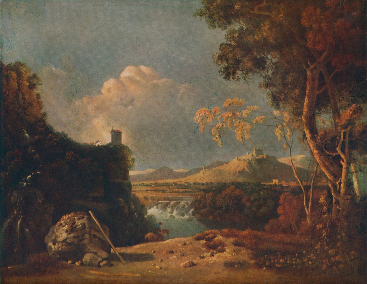 Biały mnich - IV włoski krajobraz, z białym mnichem, c1752 autorstwa Richard Wilson