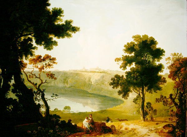 Widok na Castel Gandolfo i jezioro Albano, ok. 1754 (olej na płótnie) autorstwa Richard Wilson