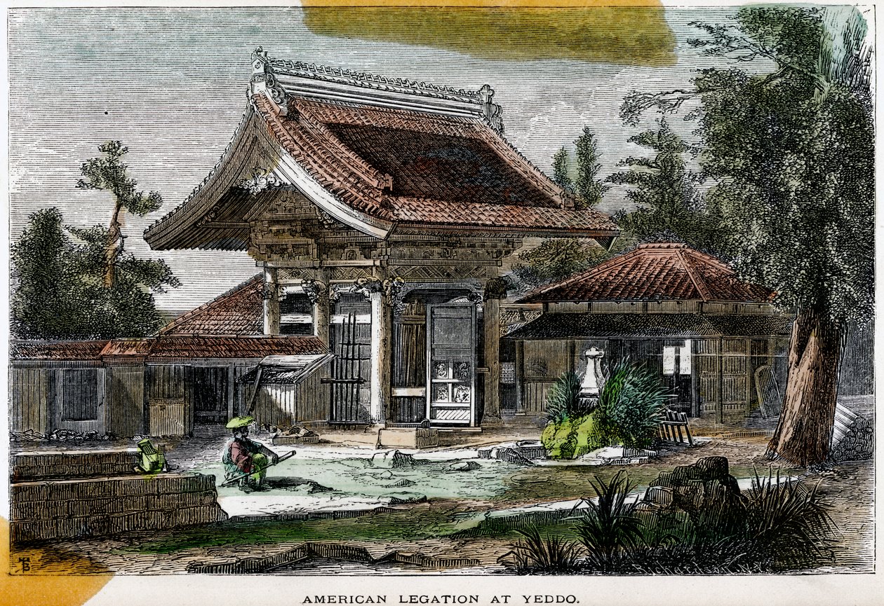 Amerykańskie poselstwo w Yeddo Edo, Japonia, XIX w. autorstwa Richardson