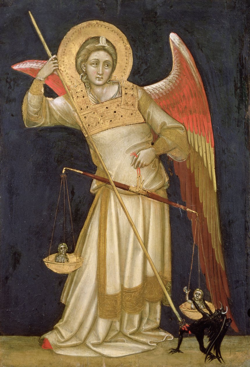 Anioł ważący duszę, 1348-54 autorstwa Ridolfo di Arpo Guariento
