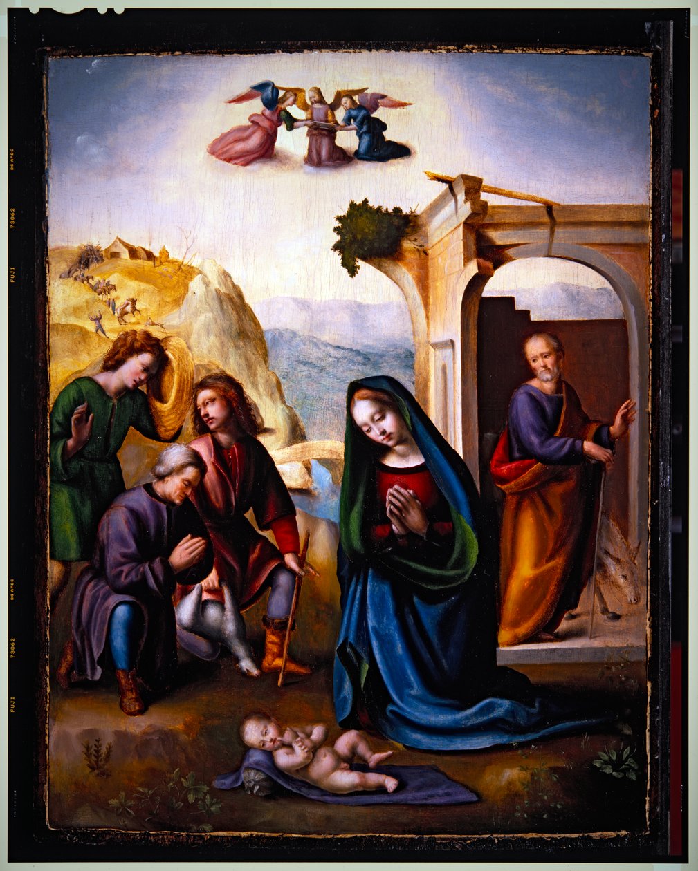 The Adoration of the Shepherds (öljy paneelille) kiillotusaine autorstwa Ridolfo Il (1483 1561) Ghirlandaio