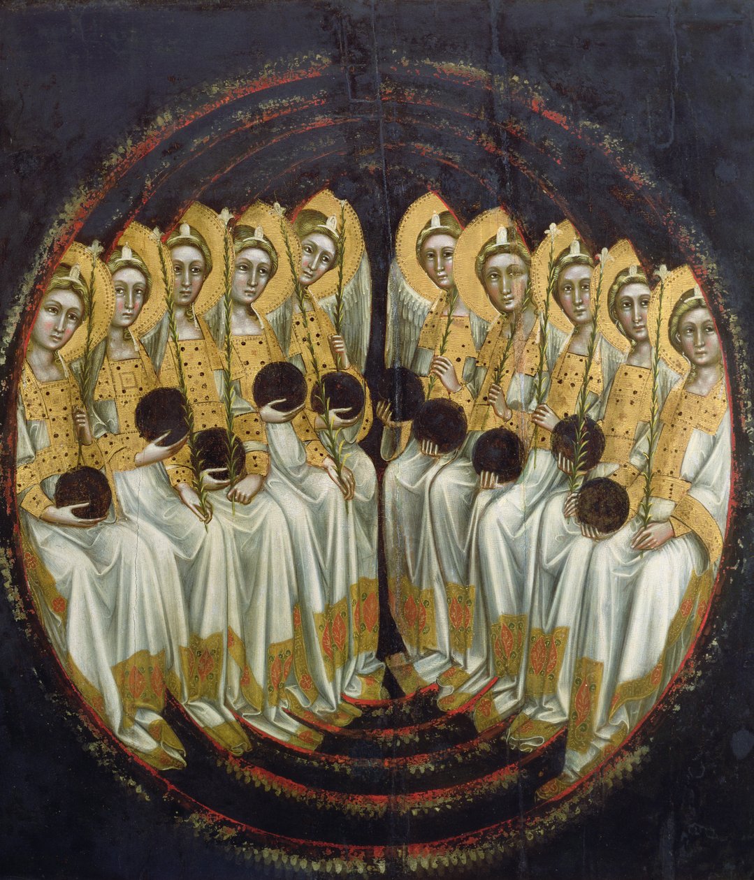 Siedzące anioły z kulami w dłoniach, ok. 1348-54 autorstwa Ridolfo di Arpo Guariento