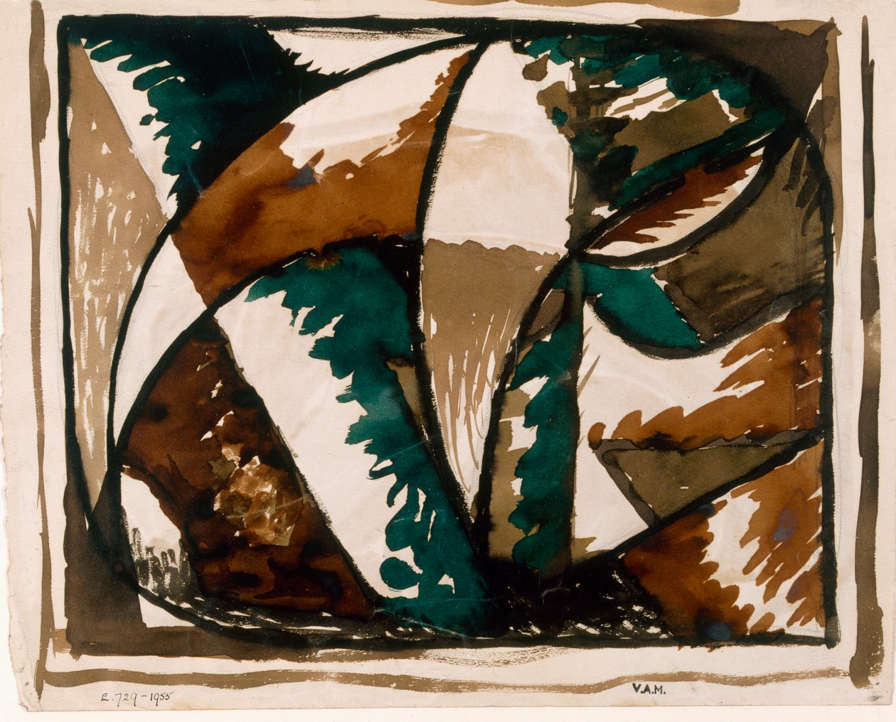 Stalking Bear, projekt na dywan, ok. 1915-16 (tusz na papierze) autorstwa Roald Kristian