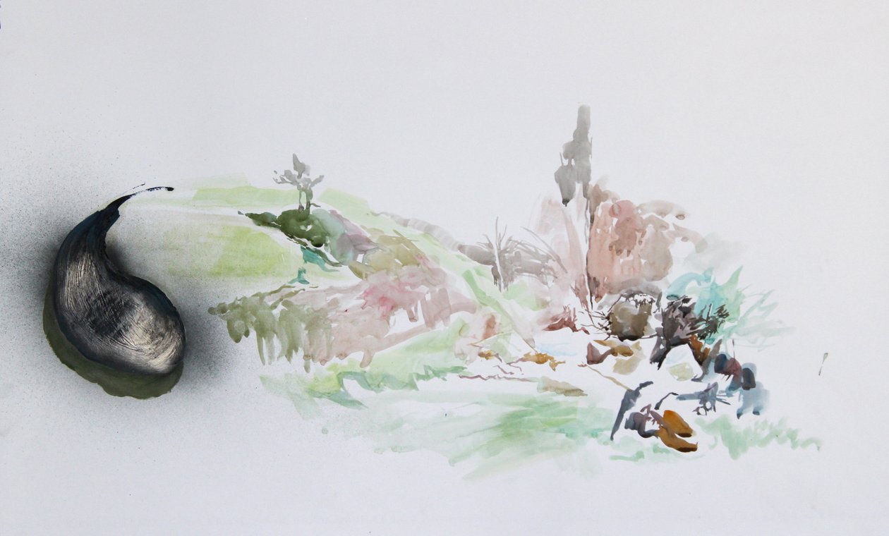 Fly Tip, 2015 (akwarela) autorstwa Rob D Davies