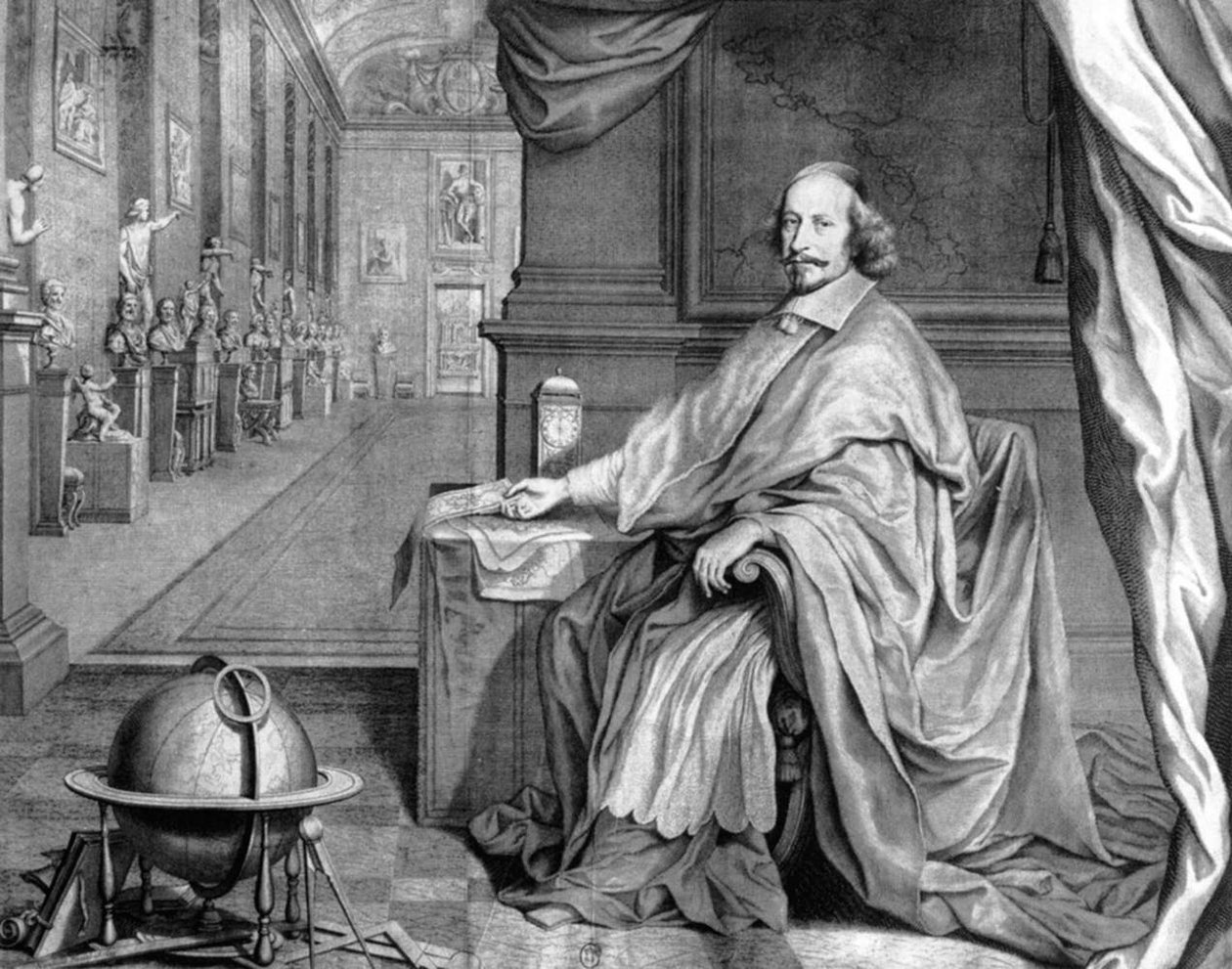 Kardynał Mazarin w swoim pałacu autorstwa Robert Nanteuil