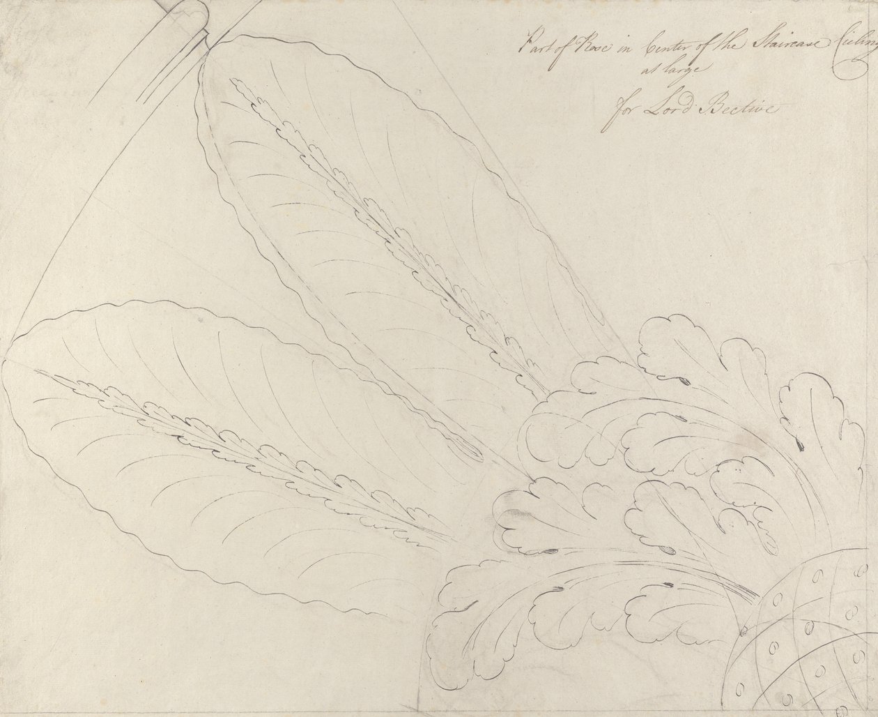 Projekt rozety sufitowej na klatce schodowej, Headfort House, 1772 (pióro i czarny tusz oraz grafit na płótnie) autorstwa Robert Adam