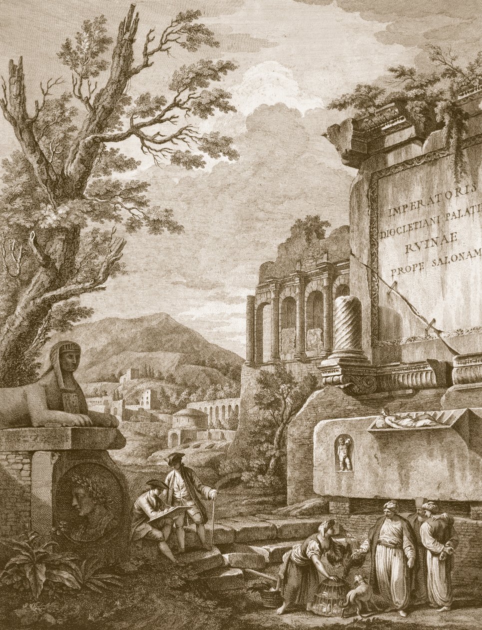 Tablica I, z „Ruiny pałacu cesarza Dioklecjana w Spalatro w Dalmacji”, wydana w 1764 r. autorstwa Robert Adam