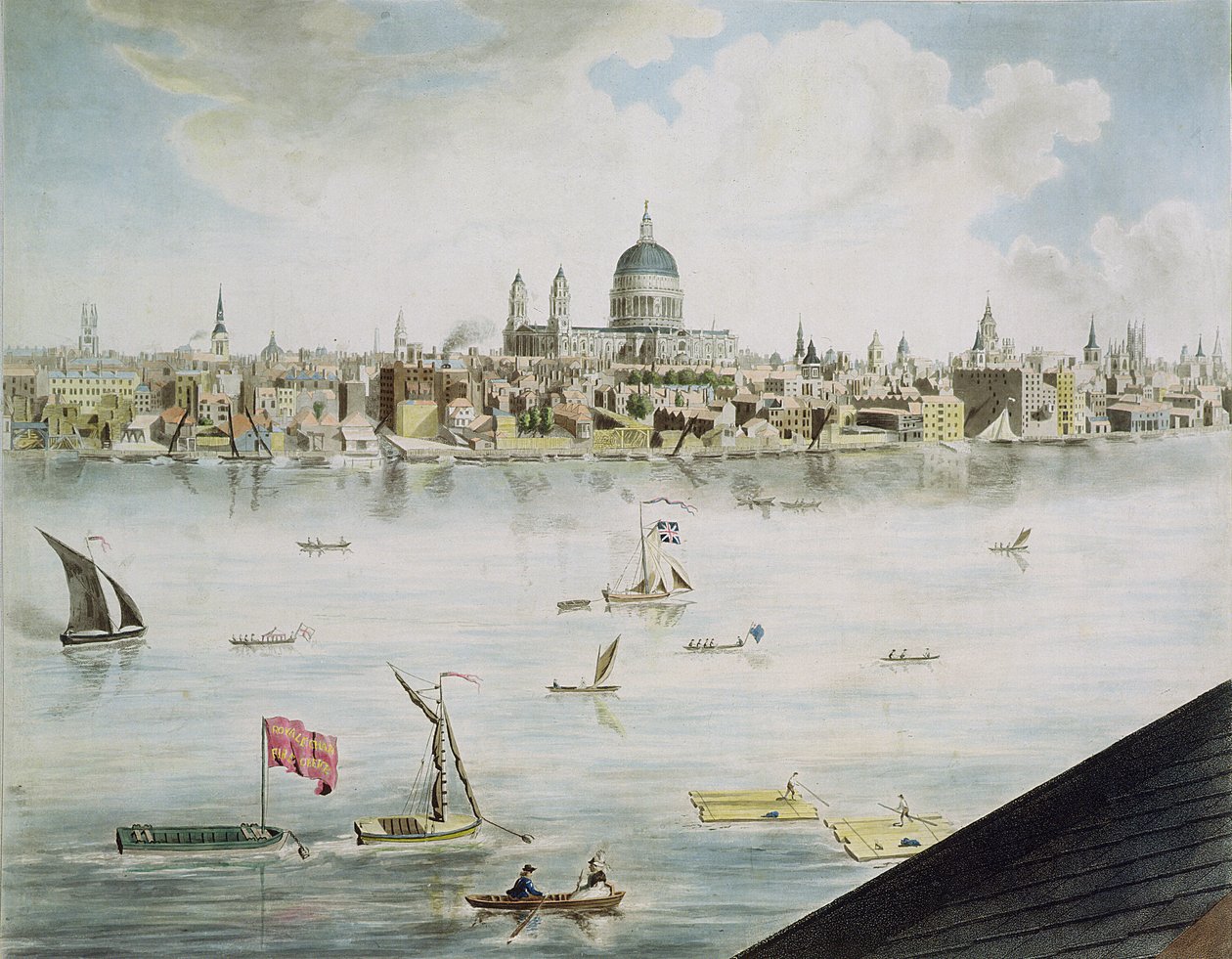 Panoramiczny widok Londynu, 1792-93 (kolorowa akwatinta) autorstwa Robert Barker