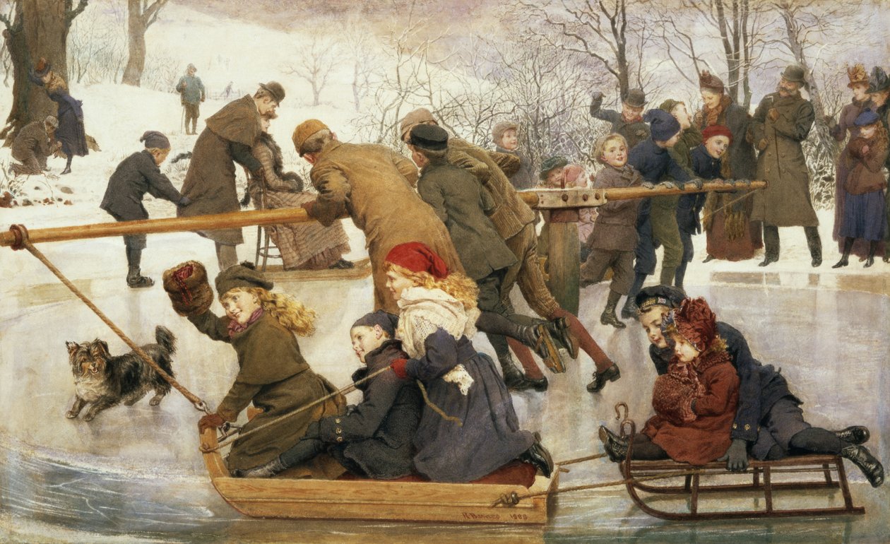 Karuzela na lodzie, 1888 autorstwa Robert Barnes