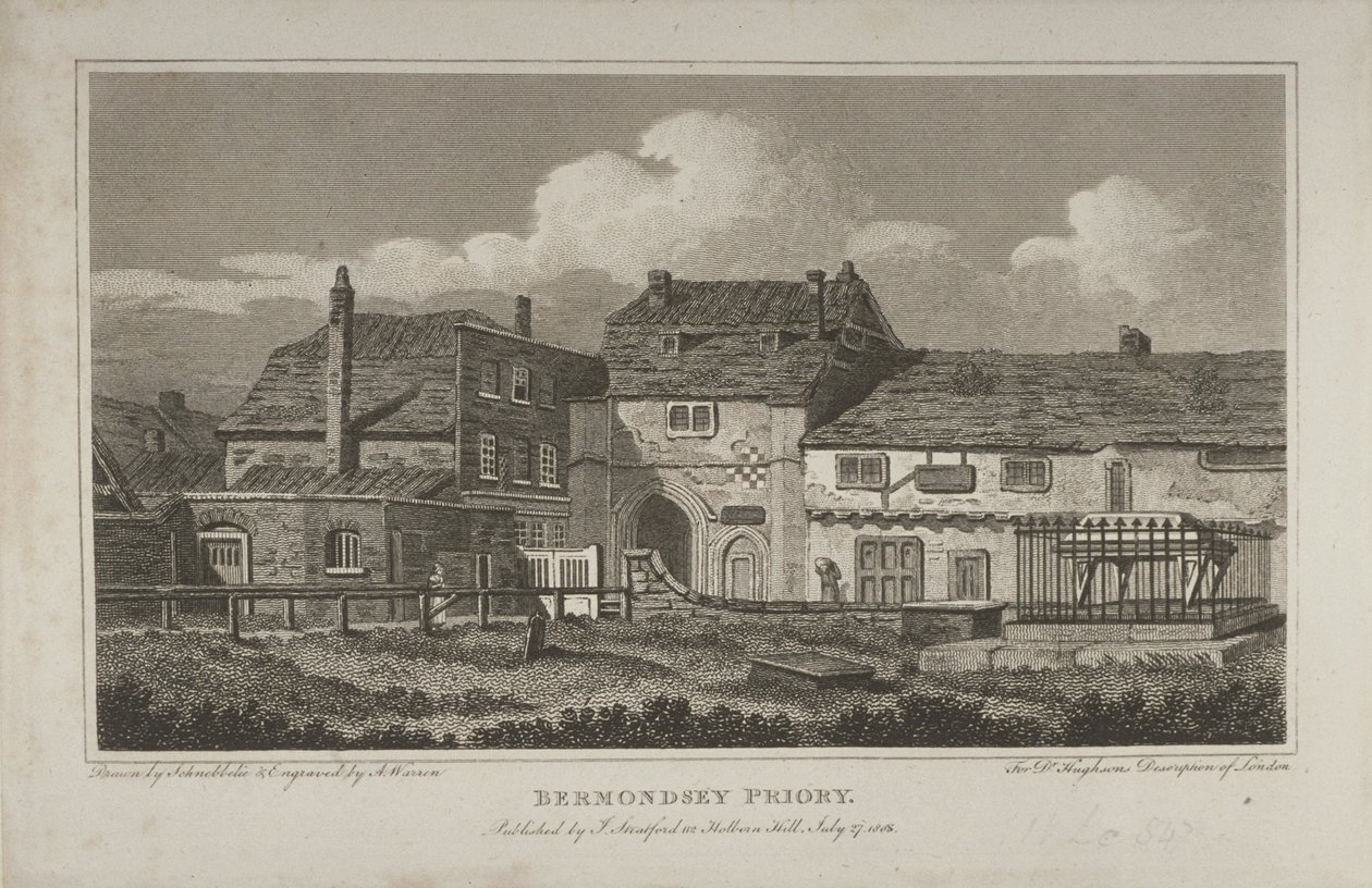Widok opactwa św. Zbawiciela, Bermondsey, 1805 autorstwa Robert Blemell Schnebbelie