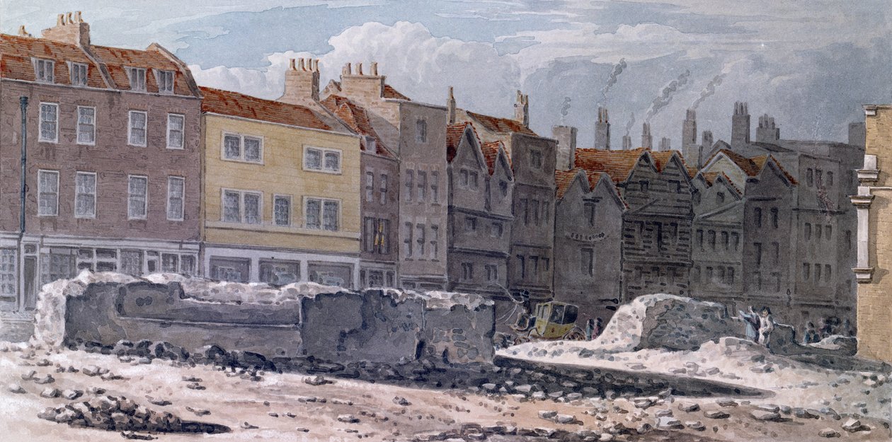 Widok na pozostałości murów starego Londynu, 1817 r. autorstwa Robert Blemell Schnebbelie