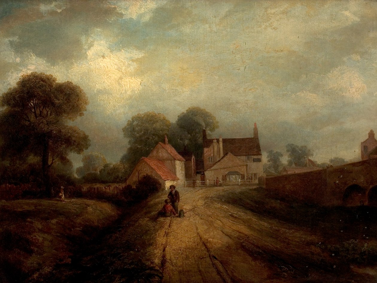 Widok na Old Trent Bridge Inn, West Bridgford, Nottingham, 1850 autorstwa Robert Bradley