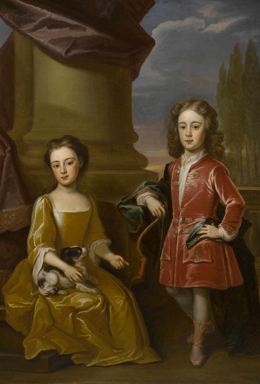 Podwójny portret Dudleya Northa i jego siostry Anny, 1714 olej na płótnie autorstwa Robert Byng or Bing