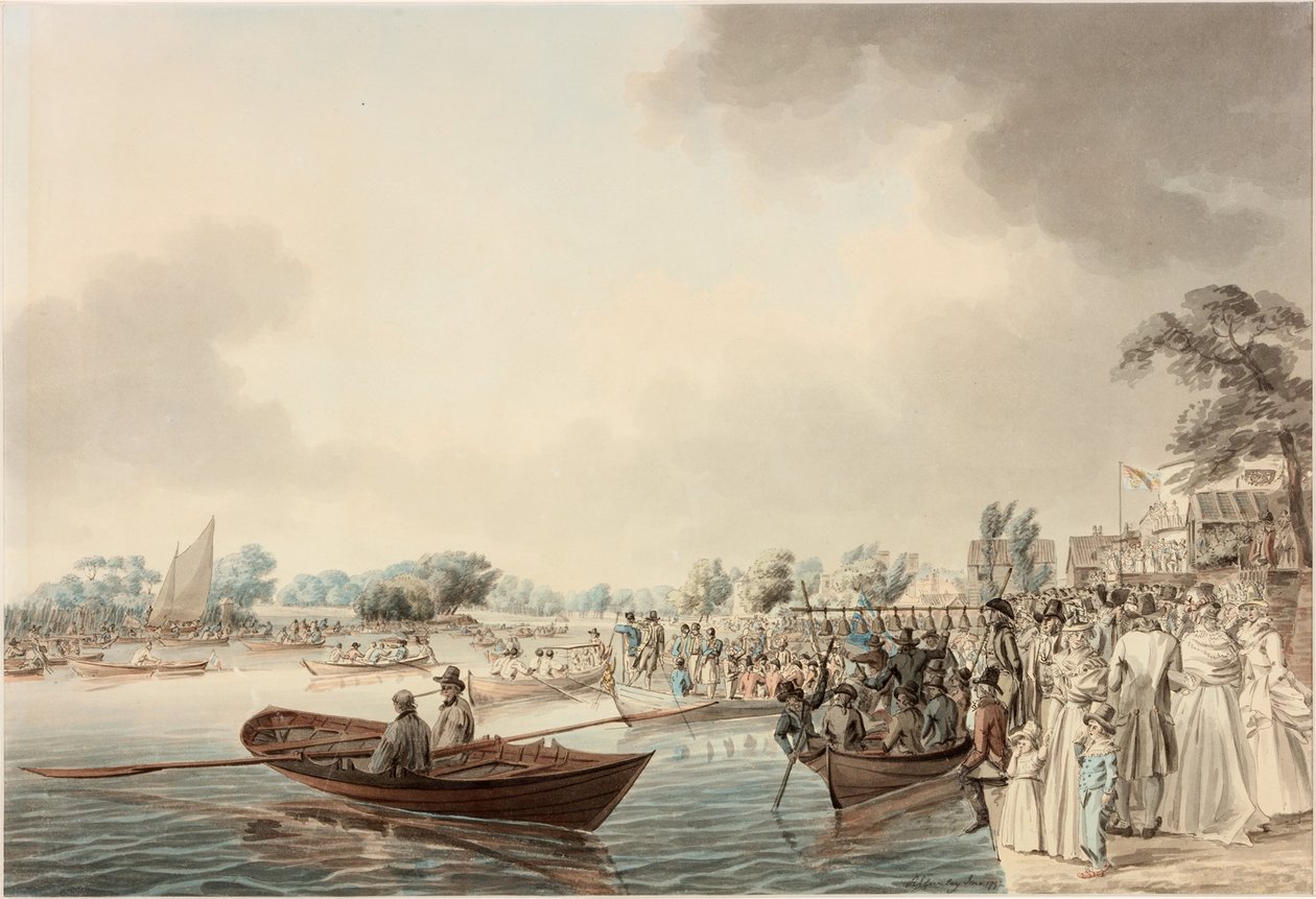 Mecz wioślarski w Richmond, Surrey, (urodziny księcia Clarence) autorstwa Robert Cleveley