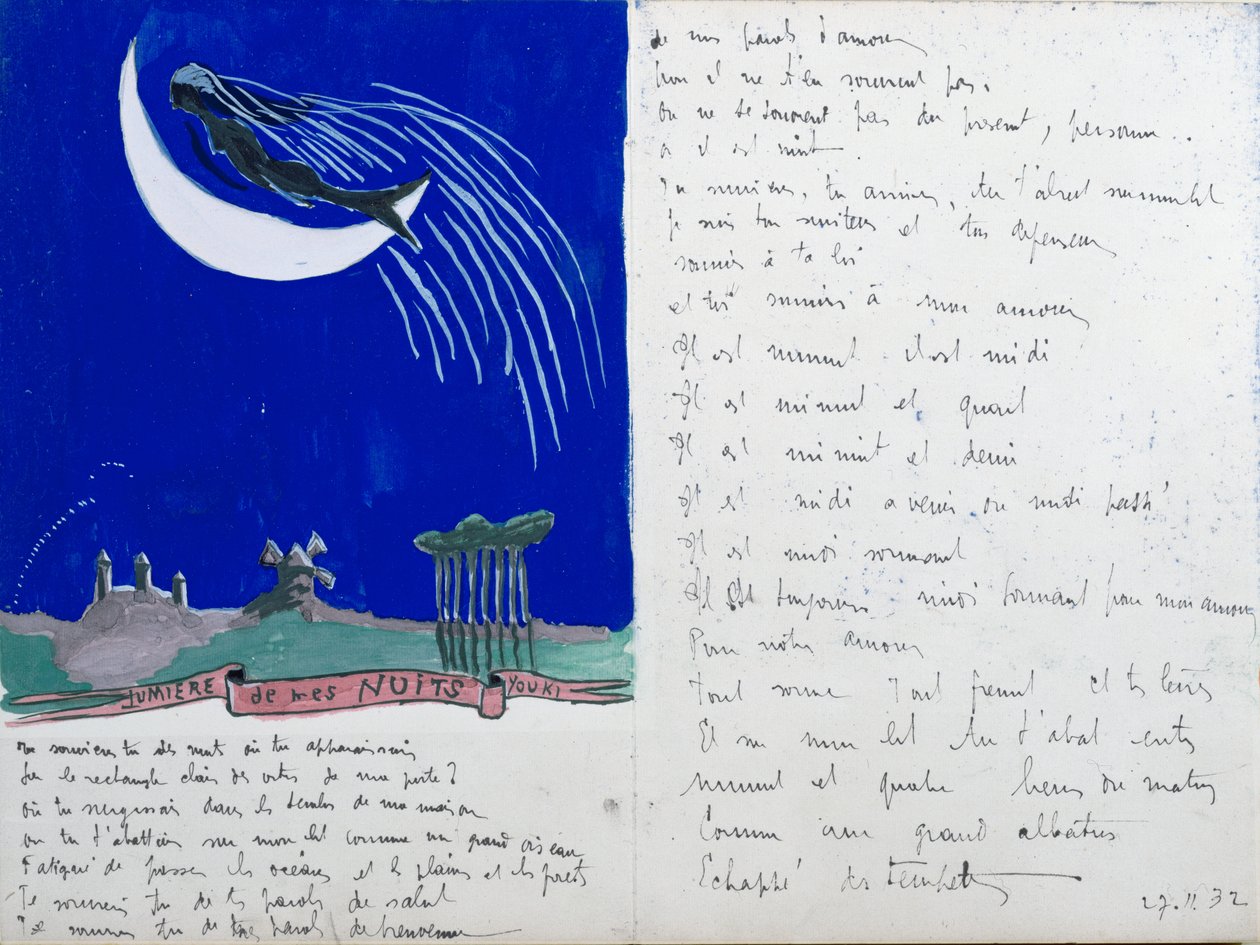 Światło moich nocy, ilustrowany poemat rękopiśmienny, 27 listopada 1932 autorstwa Robert Desnos