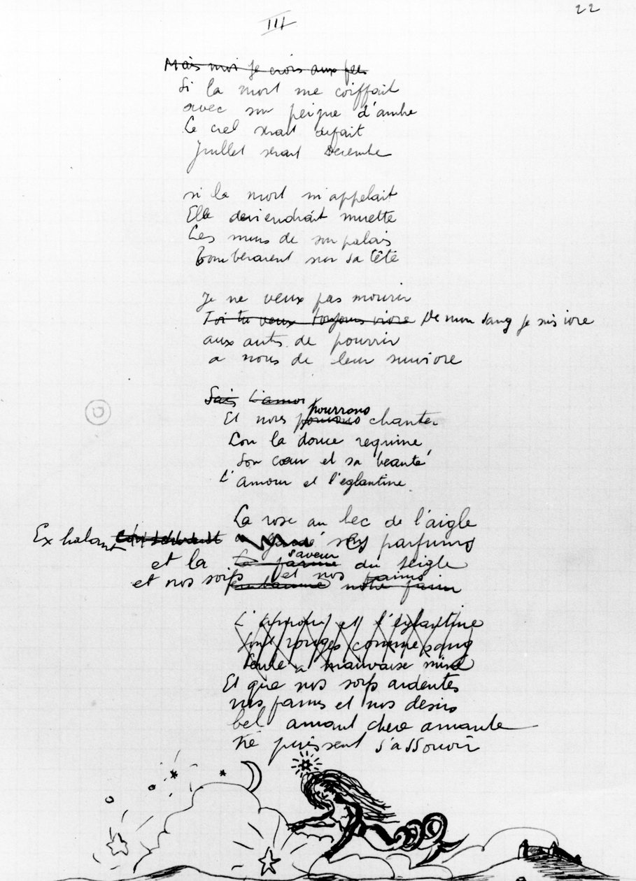 Wiersz, 1936-7 (pióro i atrament na papierze) autorstwa Robert Desnos