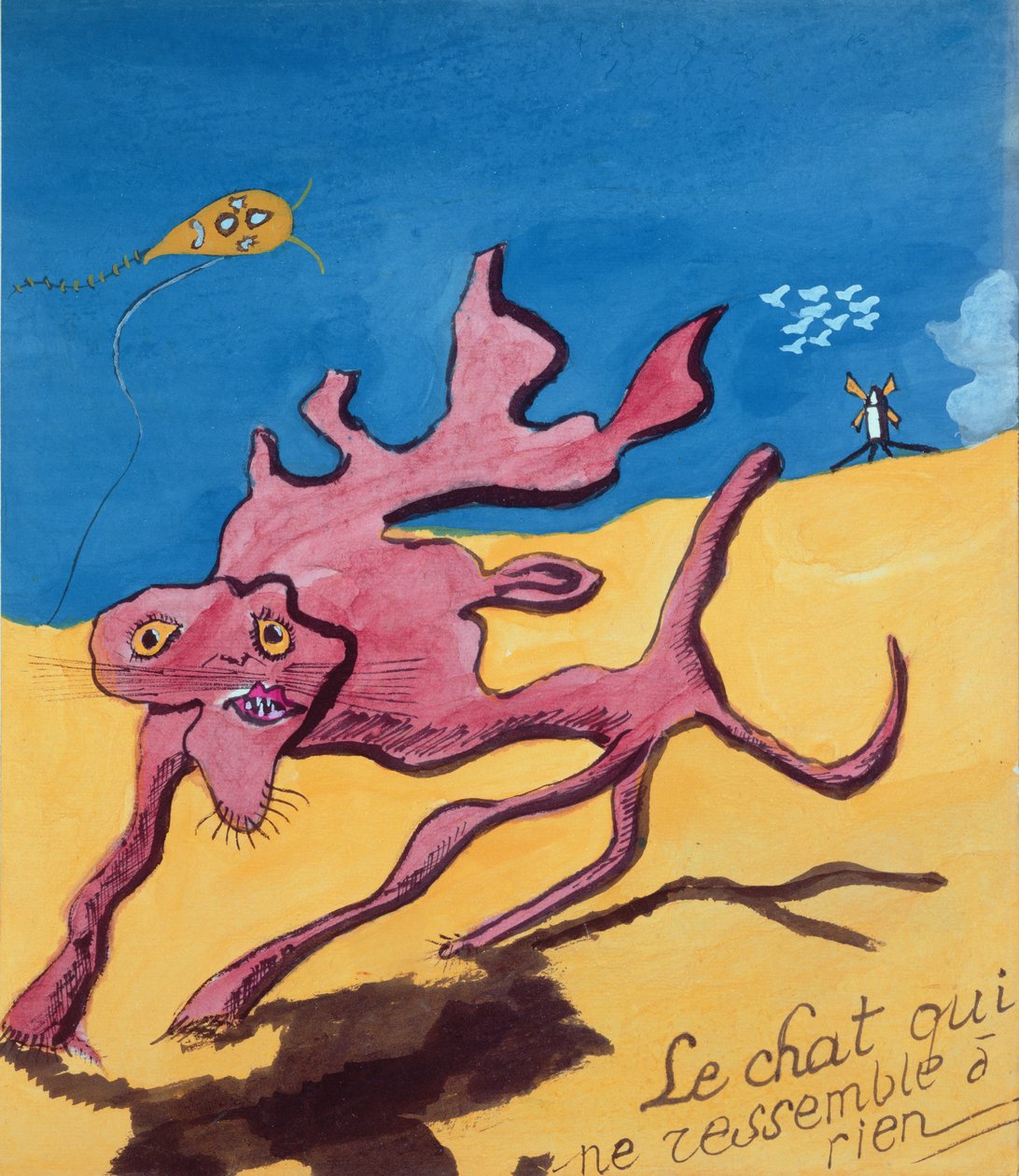 Kot, który nie jest niczym na ziemi, ilustracja do odręcznego zbioru wierszy Roberta Desnosa „La Menagerie de Tristan”, 1932 autorstwa Robert Desnos