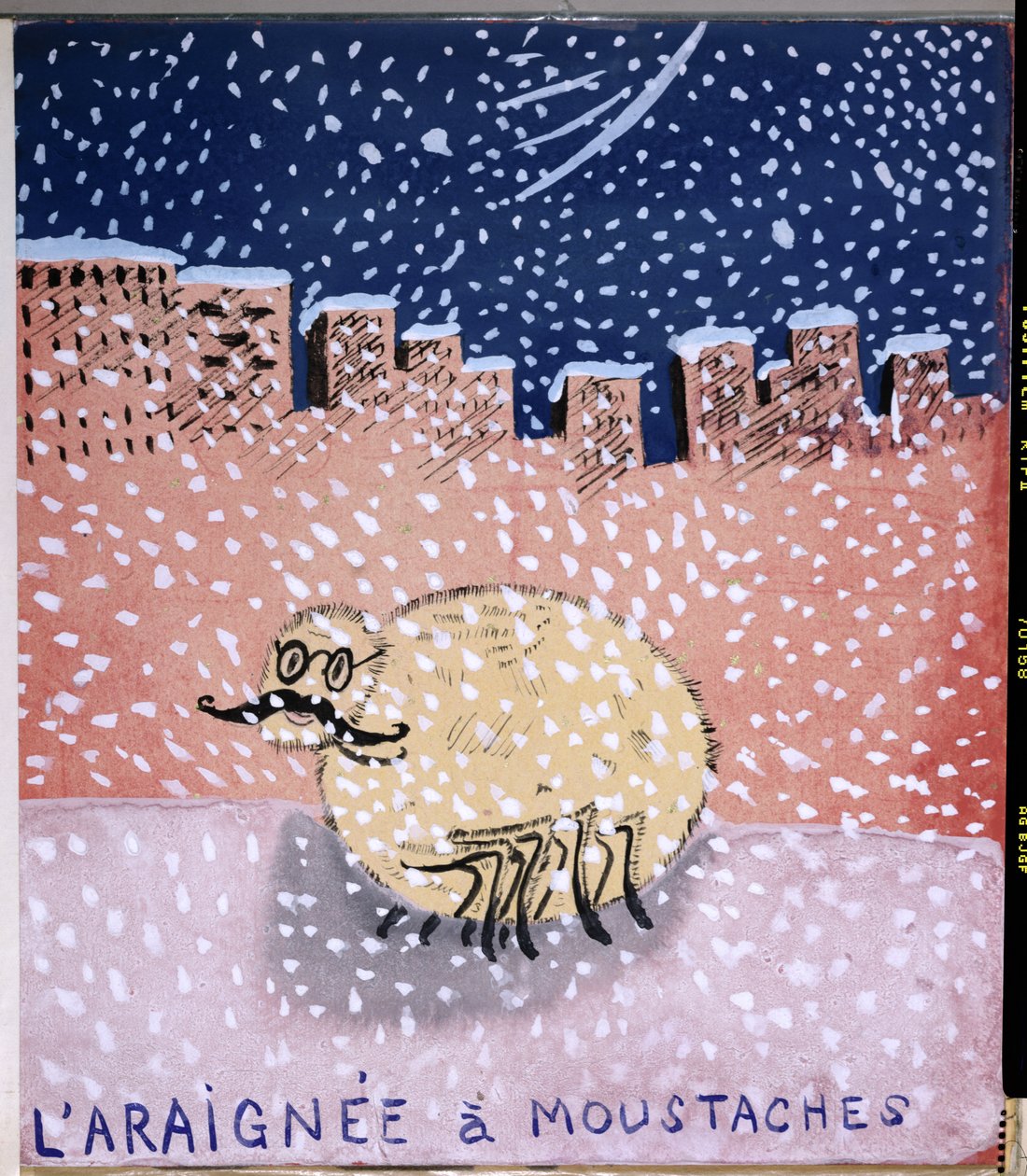 Pająk z wąsem, ilustracja do rękopiśmiennego zbioru wierszy Roberta Desnosa „La Menagerie de Tristan”, 1932 autorstwa Robert Desnos