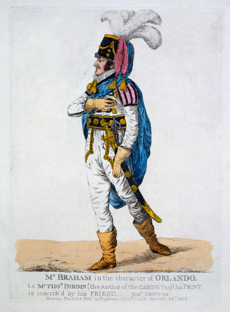 Pan Braham w postaci Orlanda z „Jak ci się podoba”, 1802 autorstwa Robert Dighton