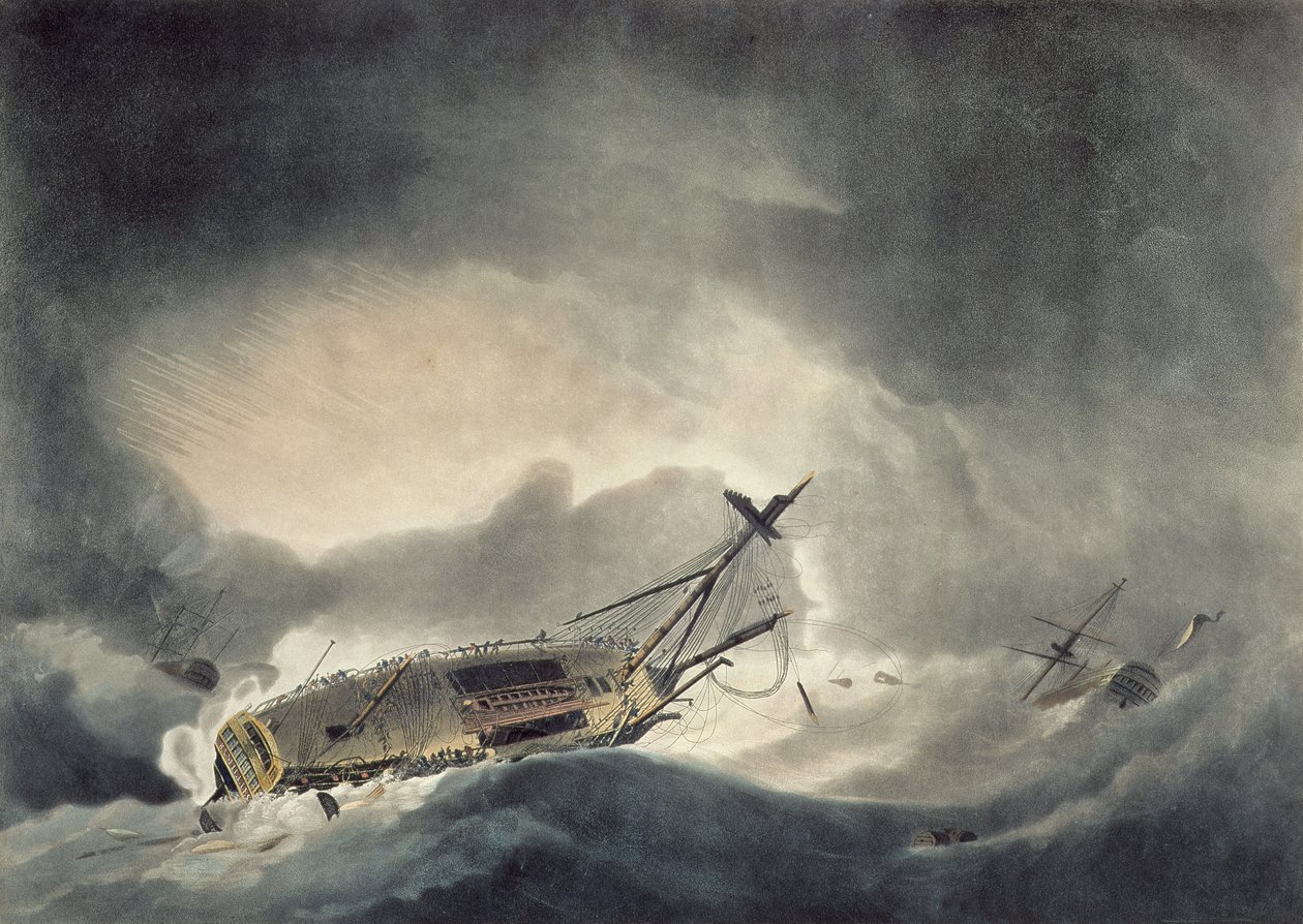 Wzmożona burza, rycina Francisa Jukesa (1745-1812) wydana w 1795 r. (akwatinta) autorstwa Robert Dodd