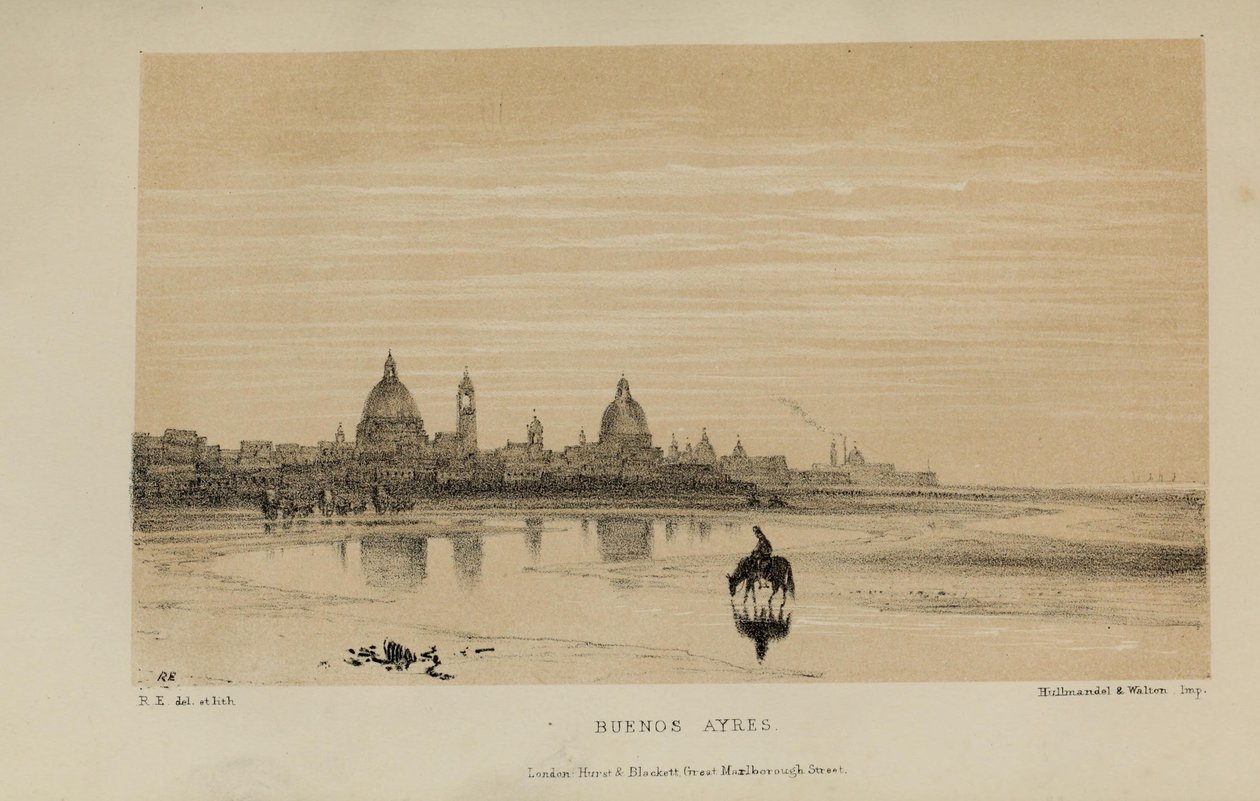 Buenos Ayres , akwarela Roberta Elwesa (1819-1878), bogatego młodego brytyjskiego dżentelmena z Norfolk autorstwa Robert Elwes