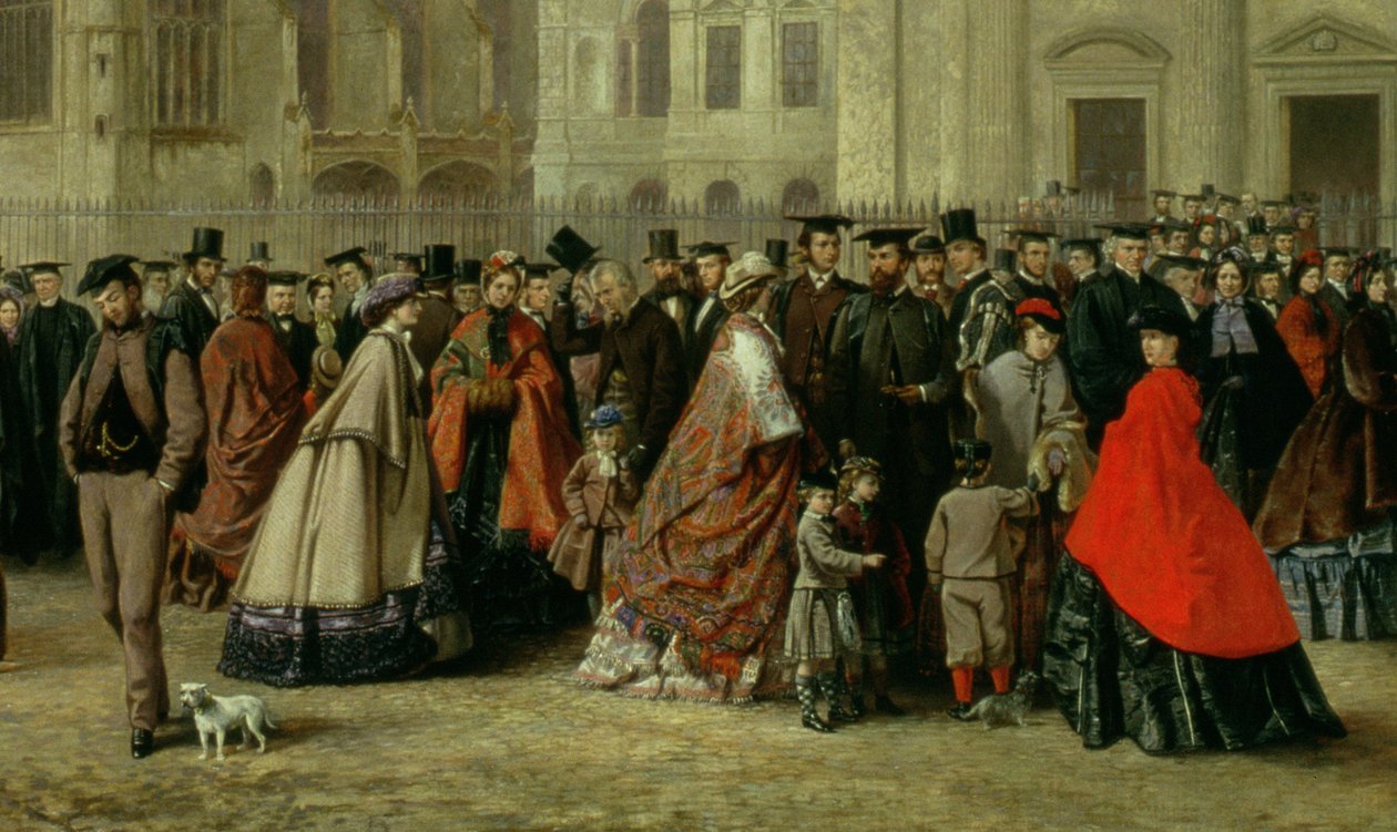 Degree Morning w Cambridge w 1863, olej na płótnie, detal z 169477 autorstwa Robert Farren