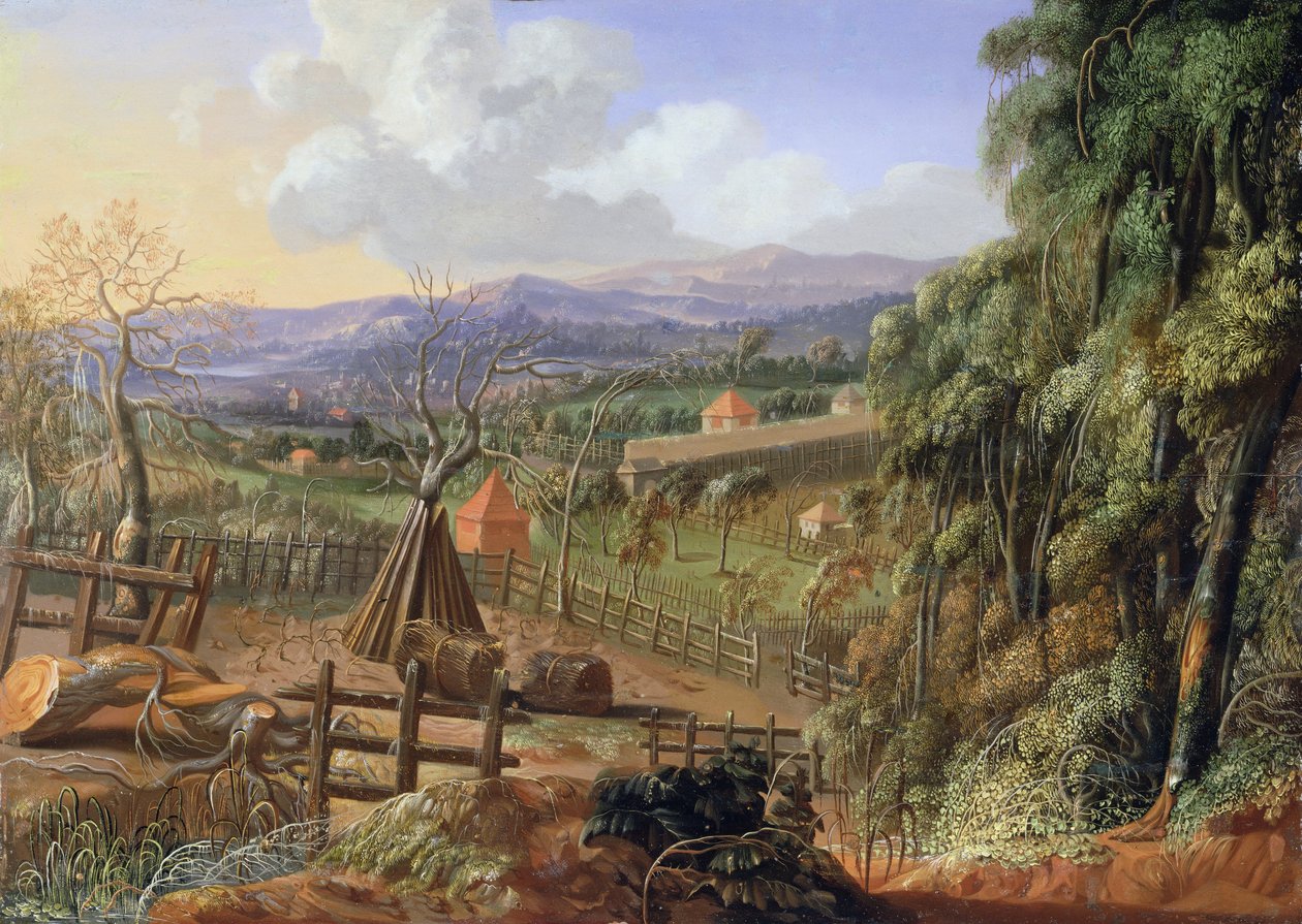 Jesienny krajobraz w Anglii z nadchodzącą burzą, ok. 1735 autorstwa Robert Griffier