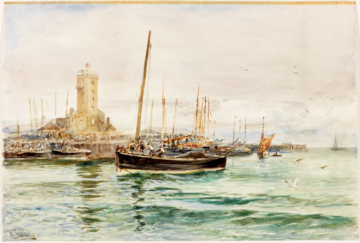 Low Lights, North Shields (ołówek i akwarela na papierze (wklejone na tablicę)) autorstwa Robert Jobling