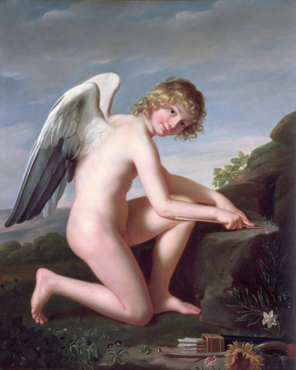 Kupidyn ostrzący swoje strzały, 1798 autorstwa Robert Lefevre
