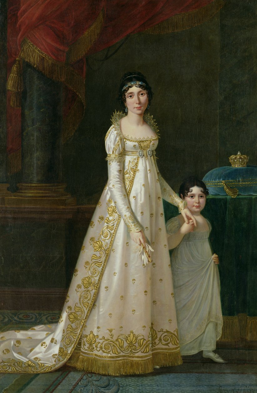 Portret Marie-Julie Clary (1777-1845) królowej Neapolu z córką Zenaide Bonaparte (1801-54) 1807 autorstwa Robert Lefevre