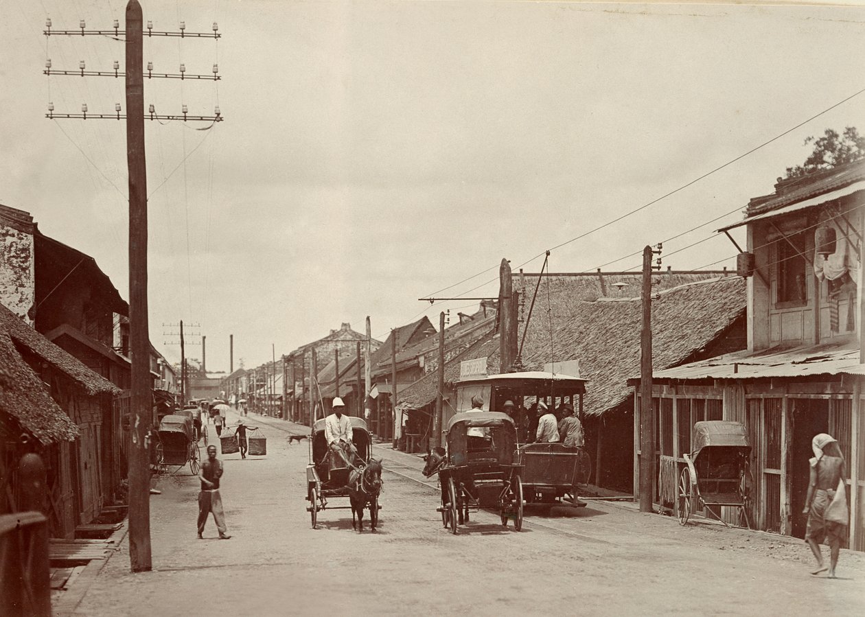 Nowa droga z pierwszym tramwajem elektrycznym, 1890 autorstwa Robert Lenz