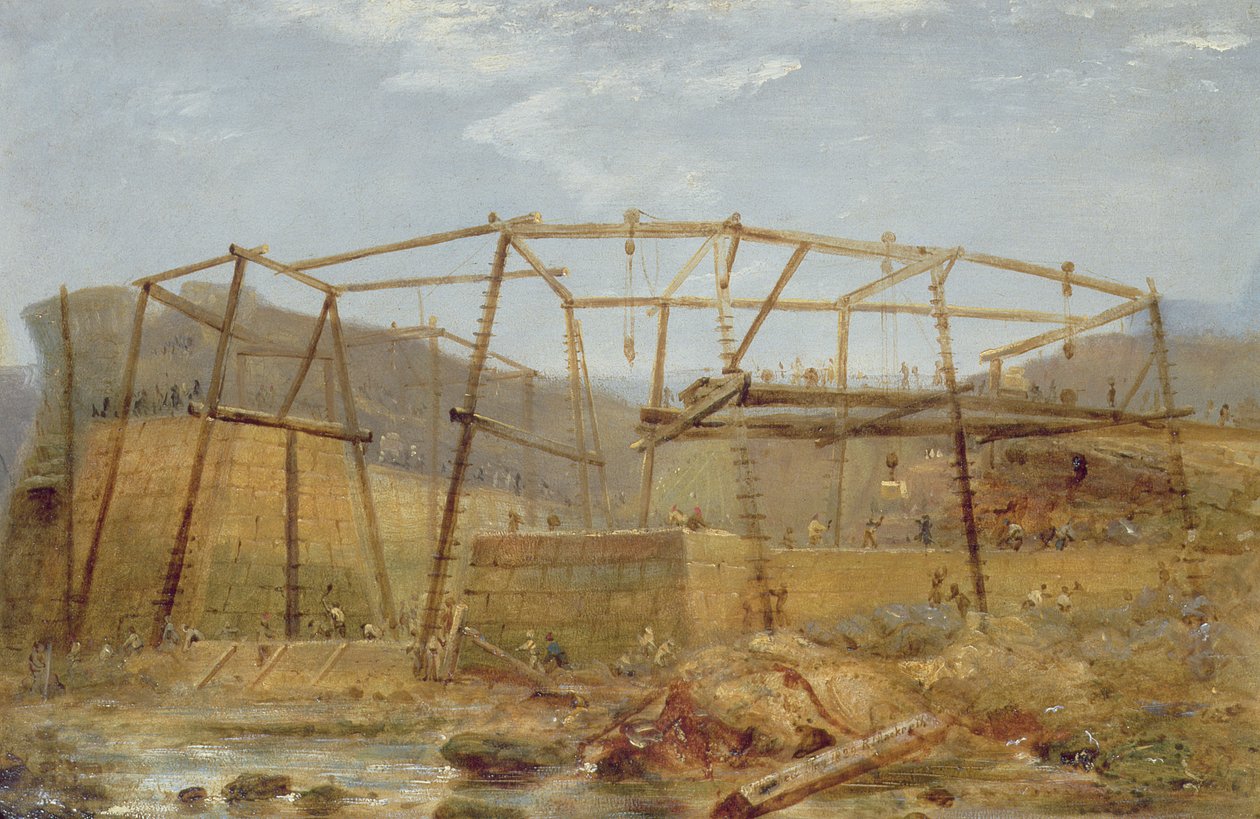 Spur Points of Piers of Inner Harbour, z Cofferdam, maj 1829 autorstwa Robert Mackreth
