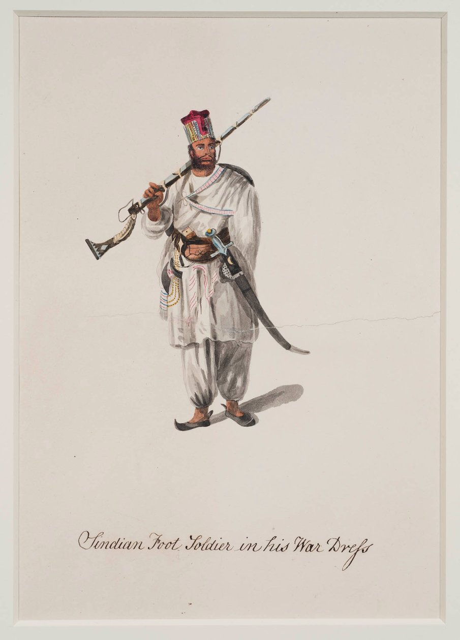Sindyjski żołnierz piechoty w stroju wojennym, 1815 autorstwa Robert Melville Grindlay