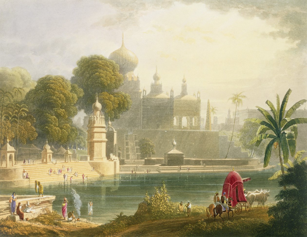 Widok Sassoor na Dekanie, z tomu II „Sceneria, kostiumy i architektura Indii”, narysowany przez Williama Pursera (ok. 1790-1852) i wygrawerowany przez R.G. Reeve (fl.1811-37) wyd. autorstwa Smitha, Starszego i C autorstwa Robert Melville Grindlay