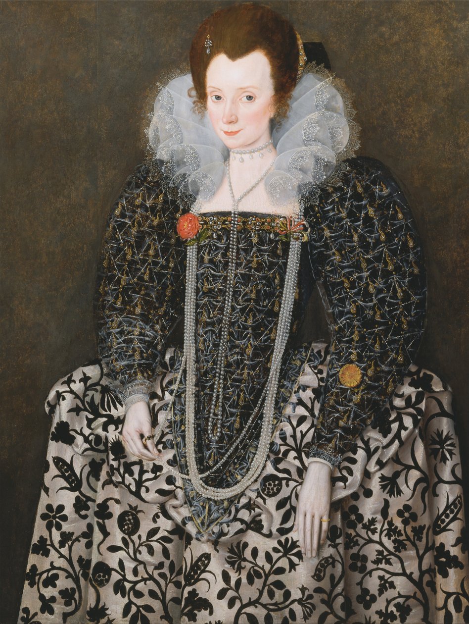 Portret kobiety, tradycyjnie identyfikowanej jako Mary Clopton (ur. Waldegrave), z Kentwell Hall,... autorstwa Robert Peake