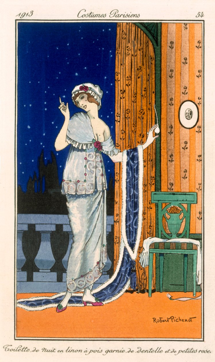 Koszula nocna w kropki z koronką i mini-różami, 1914 autorstwa Robert Pichenot
