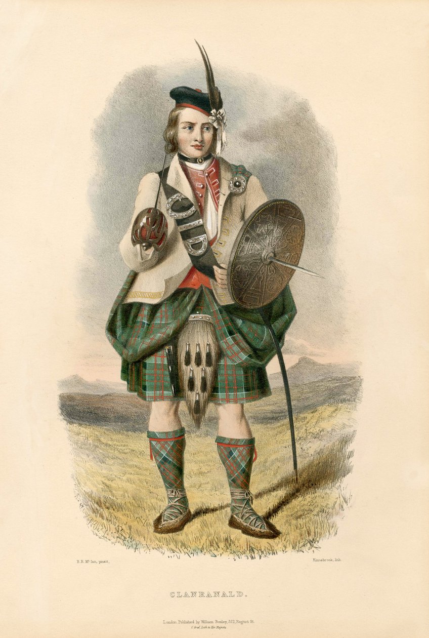 Clanranald, z The Clans of the Scottish Highlands, pub.1845 autorstwa Robert Ronald McIan